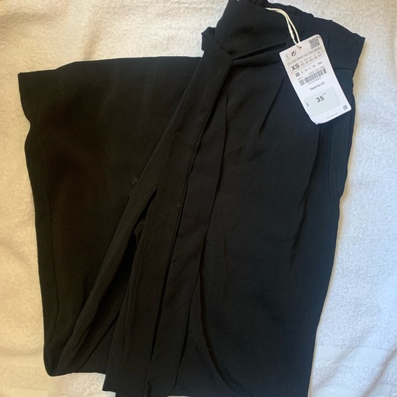 Zara Trafaluc Black Tie front Culottes Pants - Picture 4 of 4